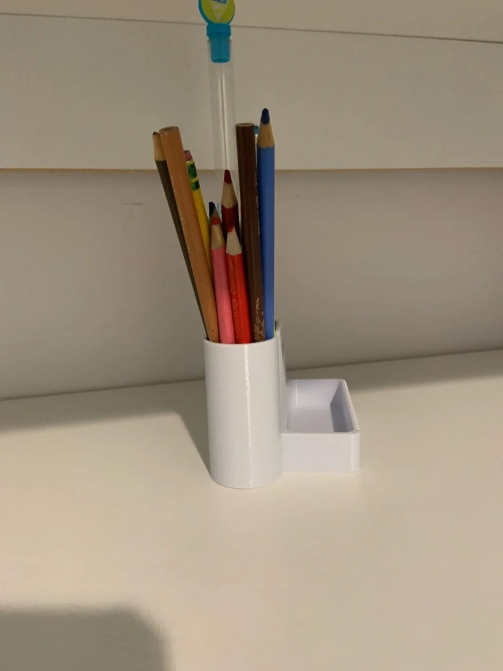 3d printed White Desk Pencil Organizer - Minimalist Home Office Case